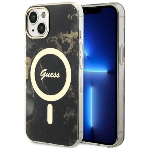 Etui GUESS Golden Marble MagSafe do Apple iPhone 14 Czarny