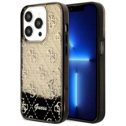 Etui GUESS Liquid Glitter 4G Transculent do Apple iPhone 14 Pro Czarno-przezroczysty
