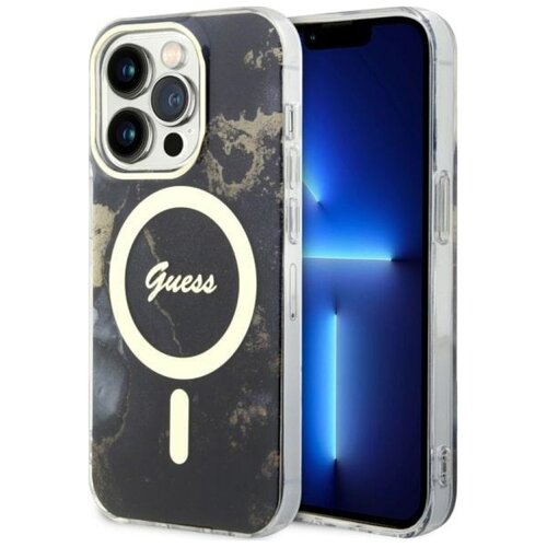 Etui GUESS Golden Marble MagSafe do Apple iPhone 14 Pro Czarny