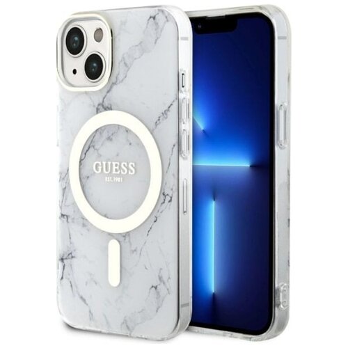 Etui GUESS Marble MagSafe do Apple iPhone 14 Plus Biały