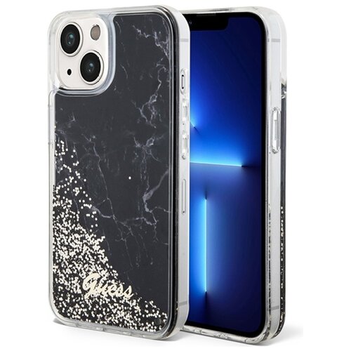 Etui GUESS Liquid Glitter Marble do Apple iPhone 14 Czarny