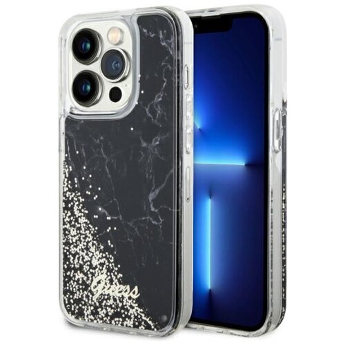 Etui GUESS Liquid Glitter Marble do Apple iPhone 14 Pro Czarny