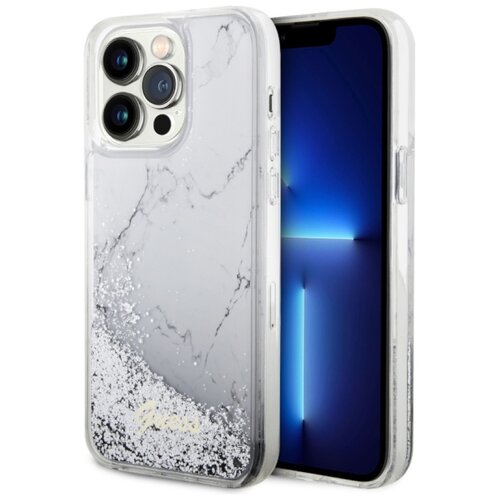 Etui GUESS Liquid Glitter Marble do Apple iPhone 14 Pro Max Biały