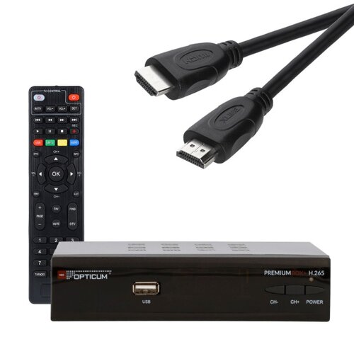 Dekoder OPTICUM Premium Box H.265 DVB-T2/HEVC/H.265 + Kabel HDMI - HDMI XLINE Promo 1.5 m