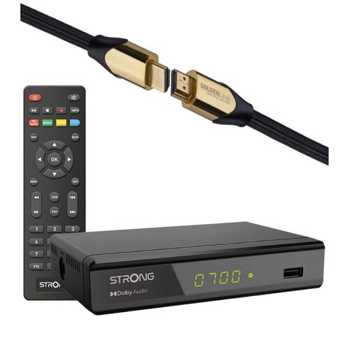 Dekoder STRONG SRT8119 DVB-T2/HEVC/H.265 + Kabel HDMI - HDMI GÖTZE&JENSEN GOLDENLINE 1.5 m