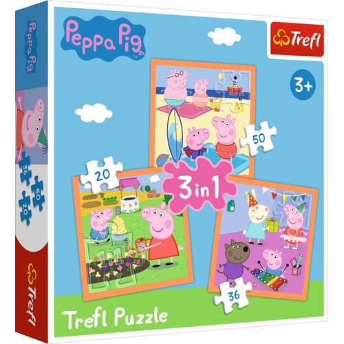 Puzzle TREFL Pomysłowa Świnka Peppa 3w1 34852 (106 elementów)