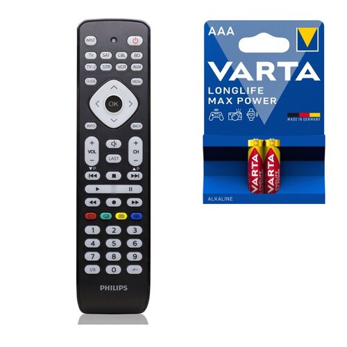Pilot uniwersalny PHILIPS SRP2018/10 + Baterie AAA LR3 VARTA Max Tech (2 szt.)