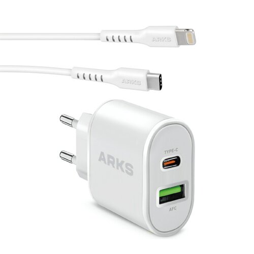 Ładowarka sieciowa ARKS ARTRPD20W 20W Biały + Kabel USB Typ C - Lightning ARKS 2 m Biały
