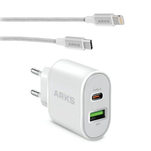 Ładowarka sieciowa ARKS ARTRPD20W 20W Biały + Kabel USB Typ C - Lightning ARKS 1 m Biały
