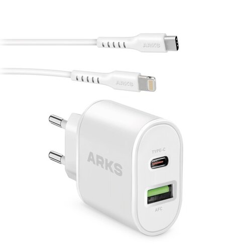 Ładowarka sieciowa ARKS ARTR1USBTC 65W Biały + Kabel USB Typ C - Lightning ARKS 1 m Biały