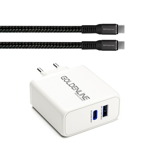 Ładowarka sieciowa GÖTZE & JENSEN Golden Line WC900W 65W Biały + Kabel USB Typ C - USB Typ C GÖTZE & JENSEN Golden Line 2 m Czarny