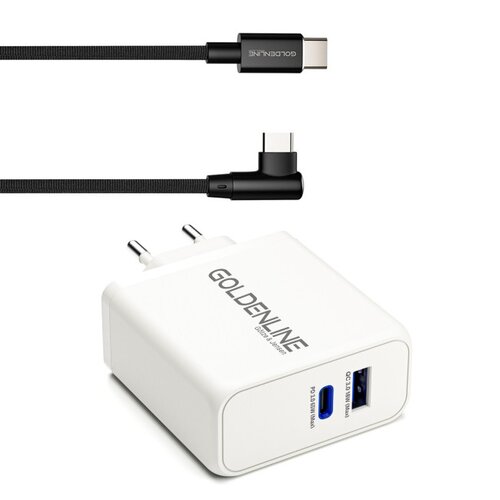 Ładowarka sieciowa GÖTZE & JENSEN Golden Line WC900W 65W Biały + Kabel USB Typ C - USB Typ C kątowy GÖTZE & JENSEN Golden Line 1 m Czarny