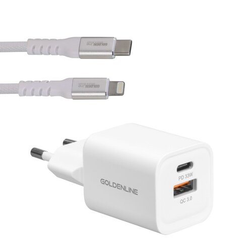 Ładowarka sieciowa GOTZE & JENSEN Golden Line WC630W 33W Biały + Kabel USB Typ C - Lightning GÖTZE & JENSEN Golden Line 1 m Biały