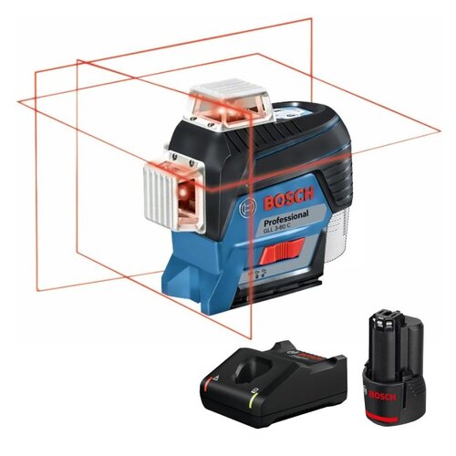 Laser liniowy BOSCH GLL 3-80 C + Ładowarka BOSCH Professional GAL 12V-40 + Akumulator BOSCH Professional 1600Z0002X 2Ah 12V