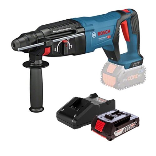 Młot udarowo-obrotowy BOSCH GBH 18V-26 D 0611916000 + Ładowarka BOSCH Professional GAL 18V-40 1600A019RJ + Akumulator BOSCH Professional GBA 1600Z00036 2Ah 18V