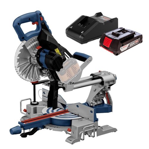 Pilarka ukosowa BOSCH Professional GCM 18V-216 0601B41000 + Ładowarka BOSCH Professional GAL 18V-40 1600A019RJ + Akumulator BOSCH Professional GBA 1600Z00036 2Ah 18V