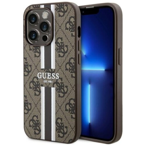 Etui GUESS 4G Printed Stripes MagSafe do Apple iPhone 14 Pro Max Brązowy