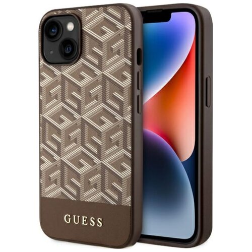 Etui GUESS GCube Stripes MagSafe do Apple iPhone 14 Plus Brązowy