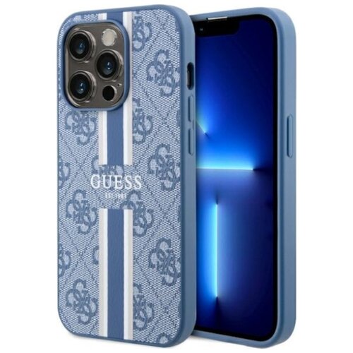 Etui GUESS 4G Printed Stripes MagSafe do Apple iPhone 14 Pro Niebieski
