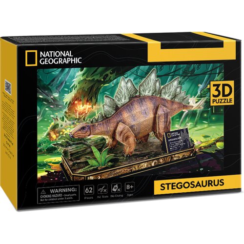 Puzzle 3D CUBIC FUN National Geographic Stegozaur 306-DS1054H (62 elementy)