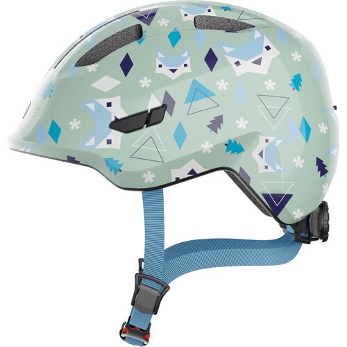 Kask rowerowy ABUS Smiley 3.0 LED Nordic Zielono-niebieski dla Dzieci z lampką (rozmiar M)