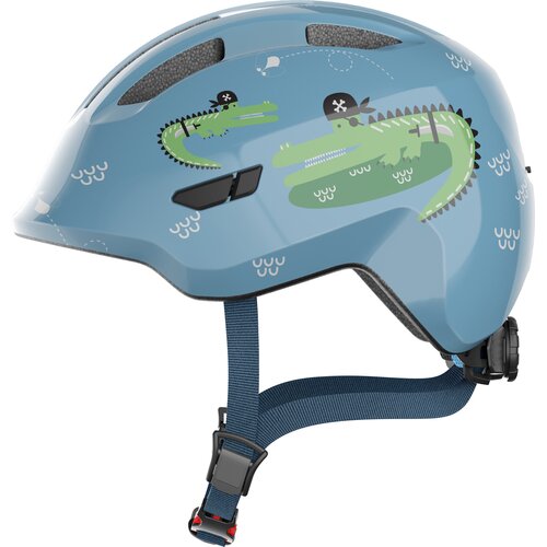 Kask rowerowy ABUS Smiley 3.0 LED Croco Niebieski dla Dzieci z lampką (rozmiar S)