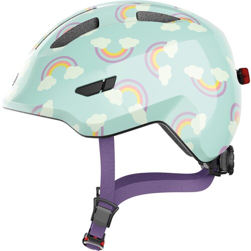 Kask rowerowy ABUS Smiley 3.0 LED Rainbow Niebiesko-zielony dla Dzieci z lampką (rozmiar S)