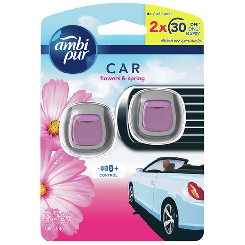 Odświeżacz do samochodu AMBI PUR Car Duo Flowers & Spring (2 sztuki)