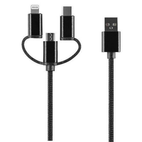 Kabel USB - Lightning/Micro USB/USB-C SETTY TD 3w1 2A 1 m Czarny
