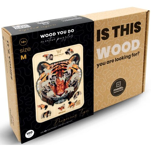 Puzzle WOOD YOU DO Niebezpieczny Tygrys (100 elementów)