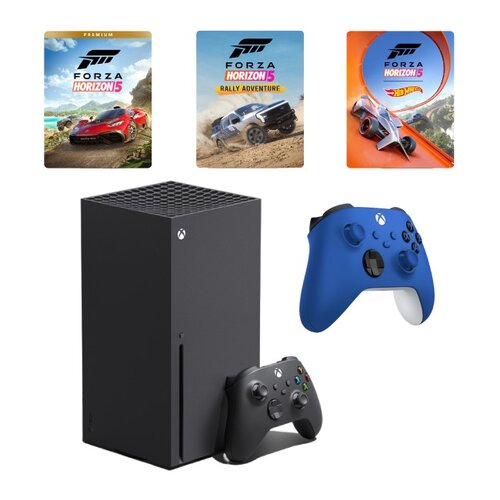 Konsola MICROSOFT XBOX Series X + Forza Horizon 5 Ultimate Edition + Kontroler MICROSOFT bezprzewodowy Xbox Shock Blue