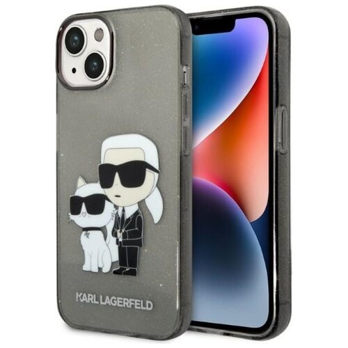 Etui KARL LAGERFELD Glitter Karl & Choupette do Apple iPhone 14 Plus/15 Plus Czarny