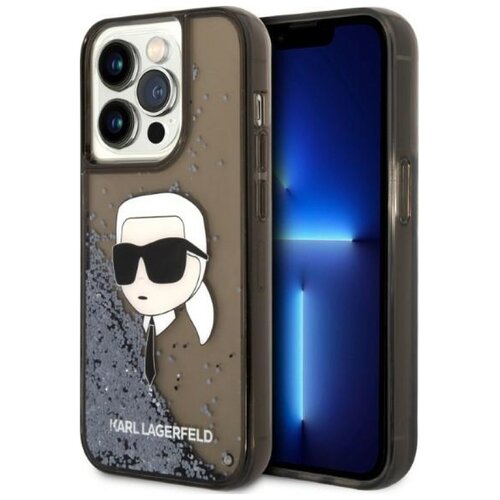 Etui KARL LAGERFELD Liquid Glitter NFT Karl's Head do Apple iPhone 14 Pro Max Przezroczysto-czarny