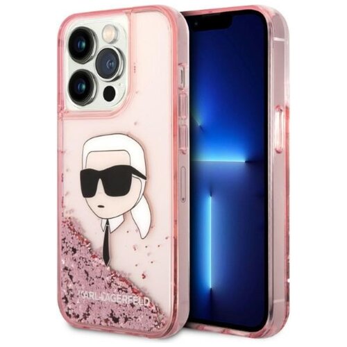 Etui KARL LAGERFELD Glitter Karl Head do Apple iPhone 14 Pro Różowy