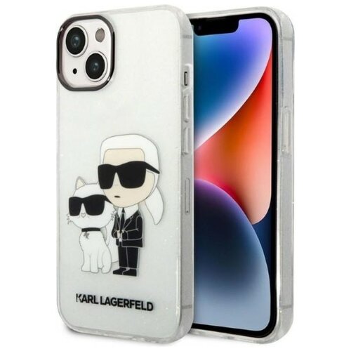 Etui KARL LAGERFELD Glitter Karl & Choupette do Apple iPhone 14 Plus/15 Plus Przezroczysty