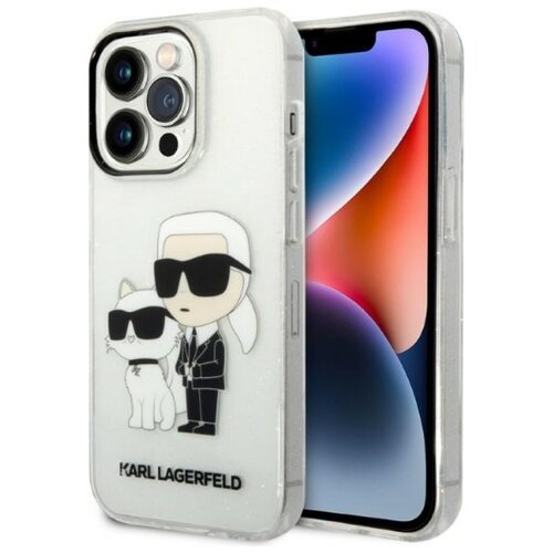 Etui KARL LAGERFELD Glitter Karl & Choupette do Apple iPhone 14 Pro Max Przezroczysty