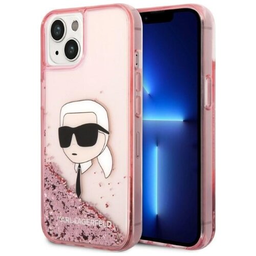 Etui KARL LAGERFELD Glitter Karl Head do Apple iPhone 14 Plus/15 Plus Różowy