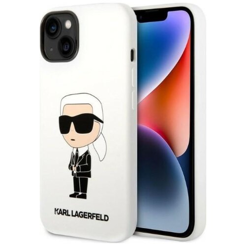 Etui KARL LAGERFELD Silicone NFT Ikonik do Apple iPhone 14 Plus Biały