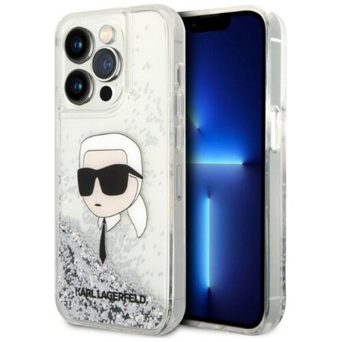 Etui KARL LAGERFELD Liquid Glitter NFT Karl's Head do Apple iPhone 14 Pro Max Przezroczysto-srebrny