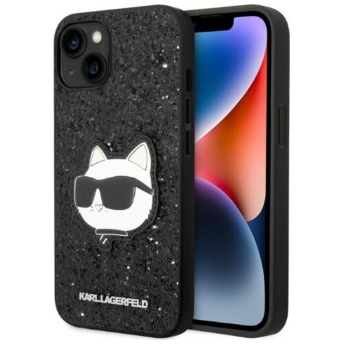 Etui KARL LAGERFELD Glitter Choupette Patch do Apple iPhone 14 Plus/15 Plus Czarny