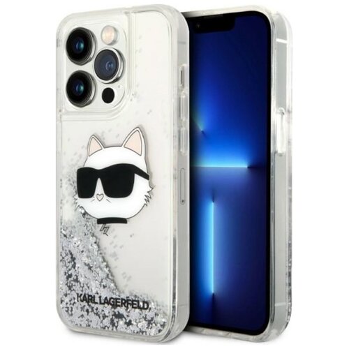 Etui KARL LAGERFELD Glitter Choupette Head do Apple iPhone 14 Pro Max Srebrny