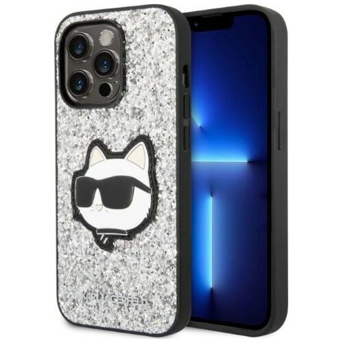 Etui KARL LAGERFELD Glitter Choupette Patch do Apple iPhone 14 Pro Max Srebrny