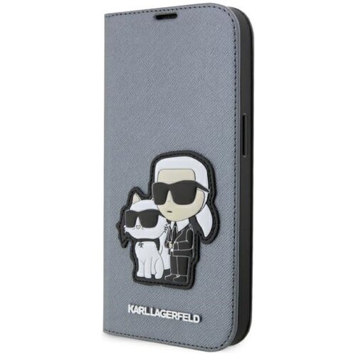 Etui KARL LAGERFELD Booktype Saffiano Karl & Choupette do Apple iPhone 14 Pro Max Srebrny