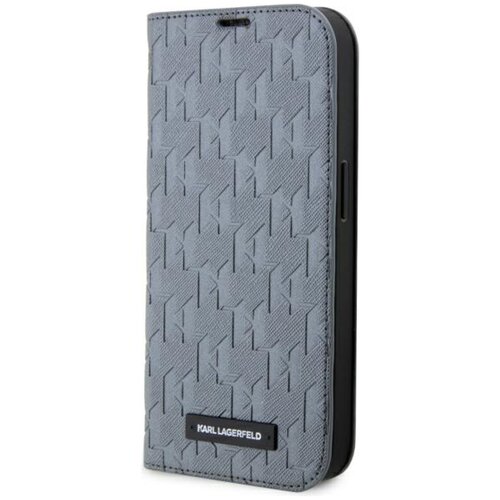 Etui KARL LAGERFELD Booktype Saffiano Monogram do Apple iPhone 14 Pro Srebrny