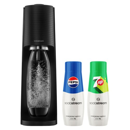 Saturator SODASTREAM Terra Czarny + Syrop Pepsi 440 ml + Syrop SODASTREAM 7UP 440 ml
