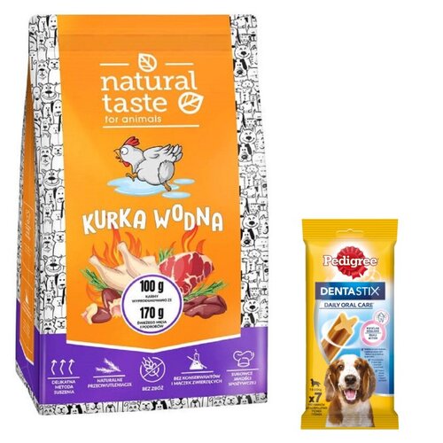 Karma dla psa NATURAL TASTE Kurka Wodna 5 kg + Przysmak dla psa PEDIGREE Dentastix Medium 180 g