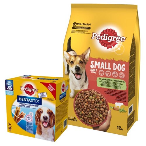 Karma dla psa PEDIGREE Wołowina 12 kg + Przysmak dla psa PEDIGREE Dentastix Daily Oral Care (8 x 180 g)
