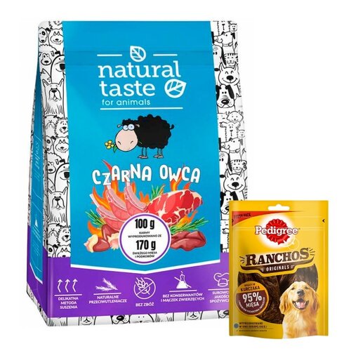Karma dla psa NATURAL TASTE Czarna owca 5 kg + Przysmak dla psa PEDIGREE Ranchos Originals Kurczak 70 g