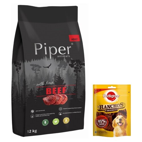 Karma dla psa PIPER Animals z wołowiną 12 kg + Przysmak dla psa PEDIGREE Ranchos Originals Wołowina 70 g