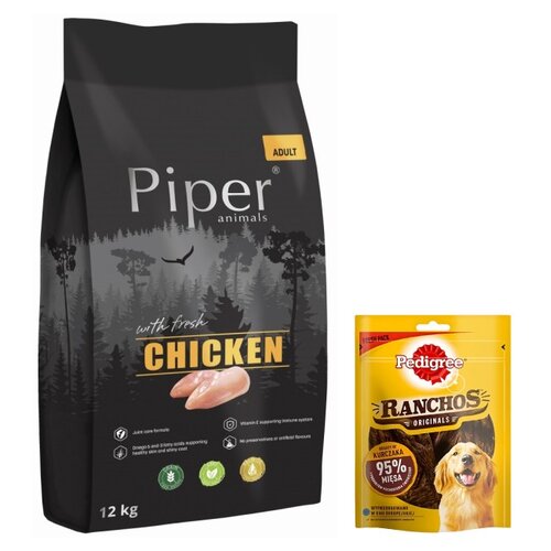 Karma dla psa PIPER Animals z kurczakiem 12 kg + Przysmak dla psa PEDIGREE Ranchos Originals Kurczak 70 g